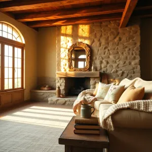 Salon w stylu rustykalnym