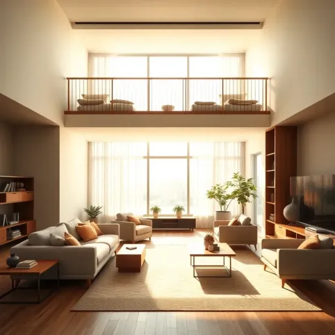 Salon z antresolą aranżacje