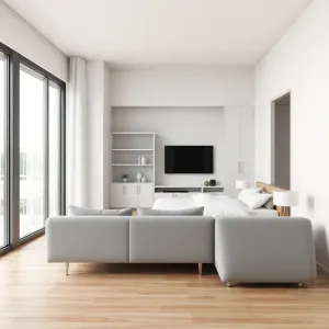 Salon z wydzieloną sypialnia