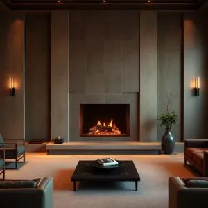 Ściana z kominkiem w salonie