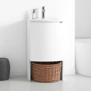 Słupek łazienkowy 30 cm biały połysk z koszem