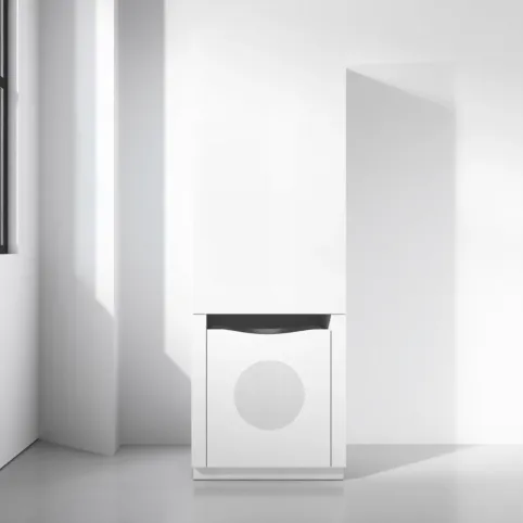 Słupek łazienkowy biały połysk 40 cm z koszem