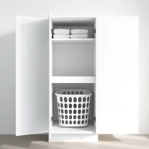 Słupek łazienkowy z koszem na pranie biały połysk