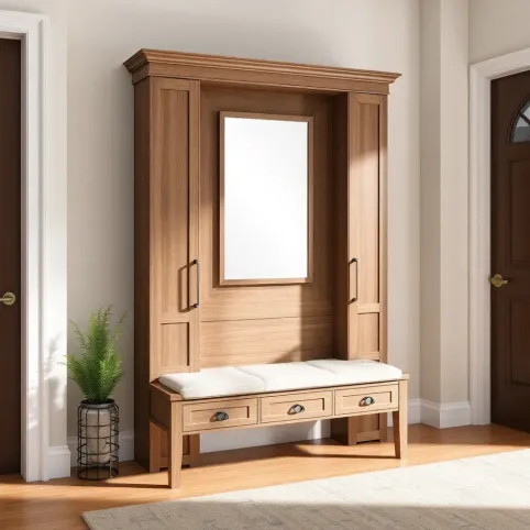 Szafa do przedpokoju z lustrem i siedziskiem