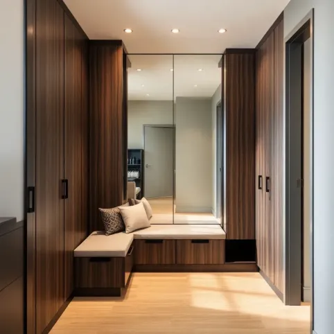 Szafa do przedpokoju z siedziskiem i lustrem