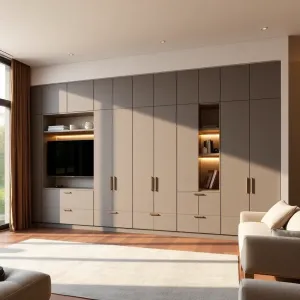 Szafa na całą ścianę w salonie