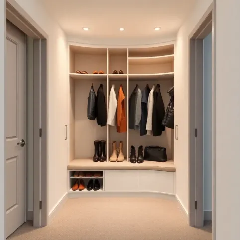 Szafa narożna do przedpokoju z siedziskiem