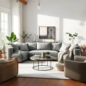 Szarą kanapa w salonie inspiracje