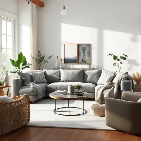 Szarą kanapa w salonie inspiracje