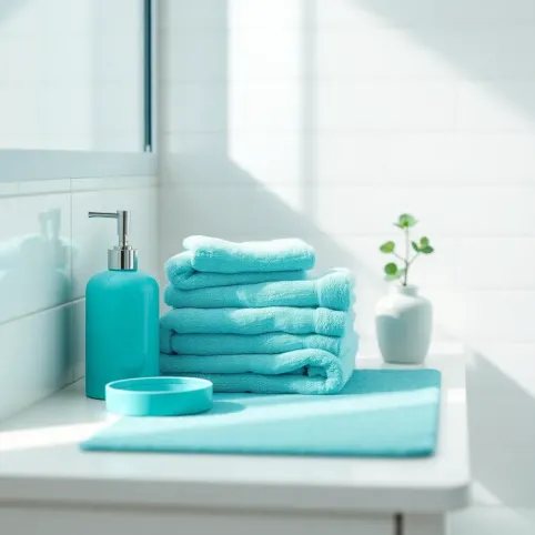 Turkusowe akcesoria do łazienki