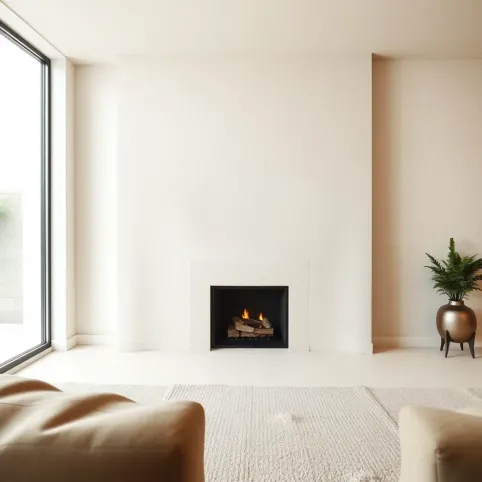 Tynk na kominek w salonie