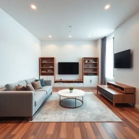 Ustawienie mebli w salonie w bloku