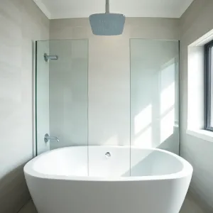 Wanna z parawanem i deszczownica