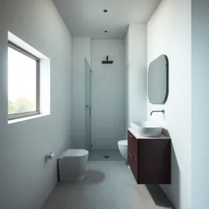 Wąska łazienka z oknem