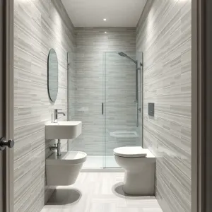 Wąska łazienka z prysznicem