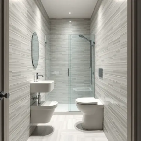 Wąska łazienka z prysznicem