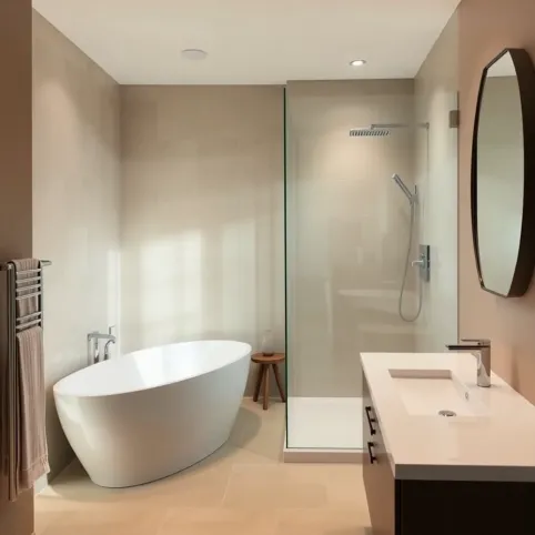 Wąska Łazienka Z Wanną I Prysznicem