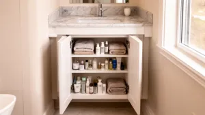 wąska szafka pod umywalkę nablatową