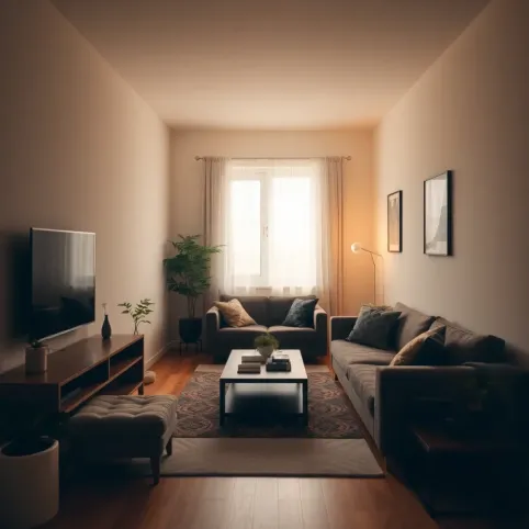 Wąski salon w bloku