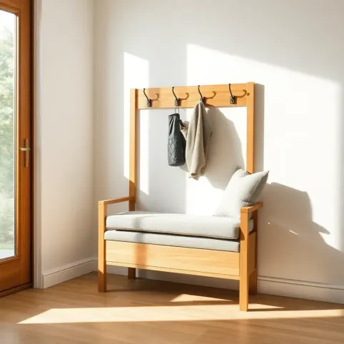 Wieszak z siedziskiem do przedpokoju