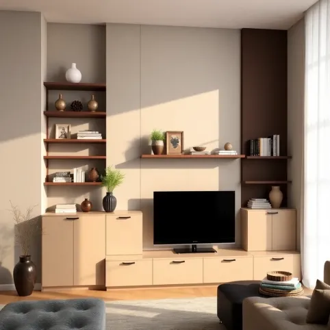 Zabudowa ściany w salonie inspiracje