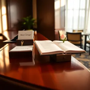 Zamówienie pokoju w hotelu stolika w restauracji