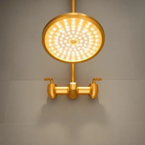 Złota bateria wannowa z deszczownicą