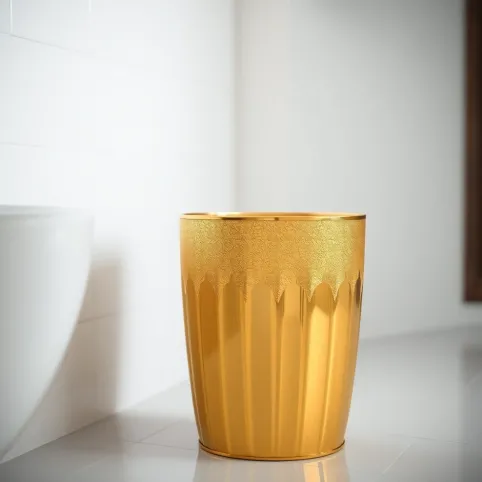 Złoty kosz na śmieci do łazienki