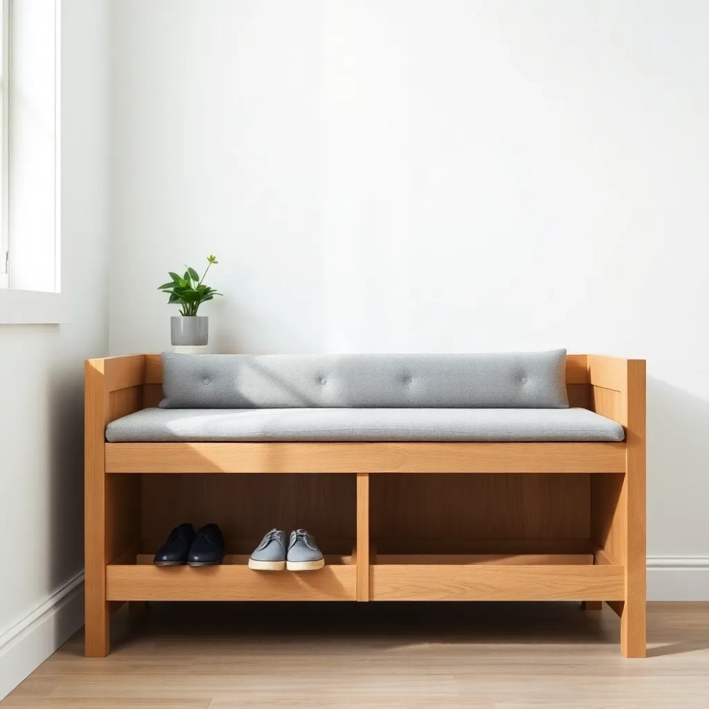 Siedzisko do przedpokoju ze schowkiem na buty