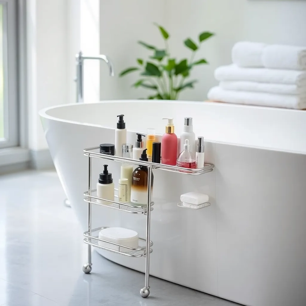 Stojak na kosmetyki przy wannie