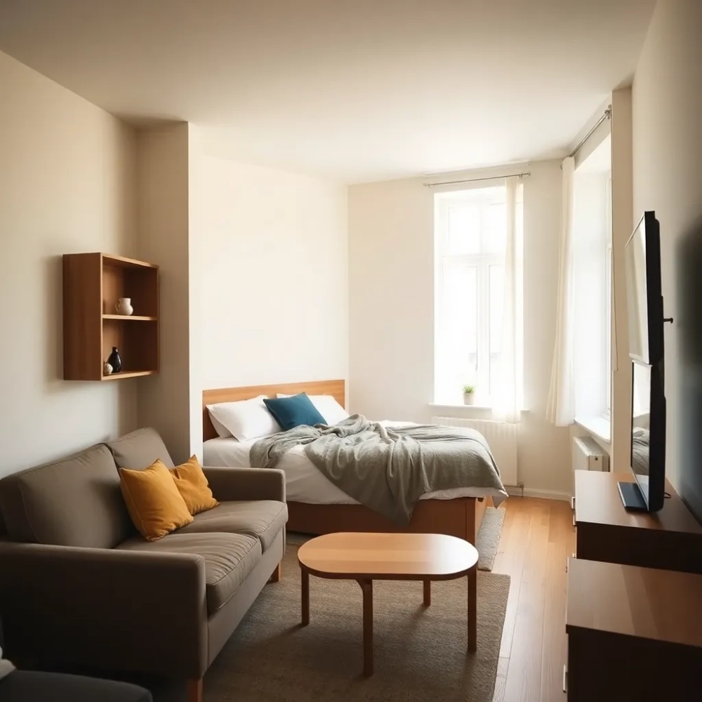 Sypialnia w salonie w bloku