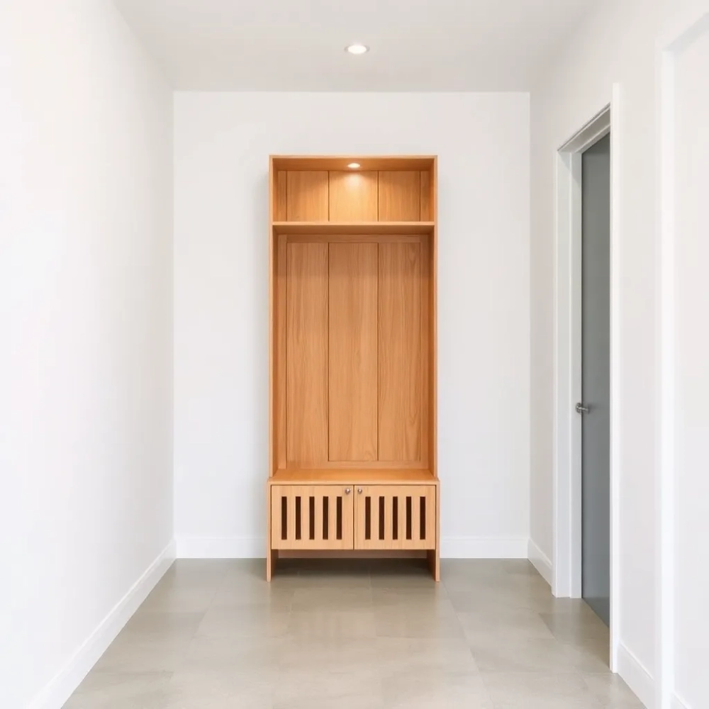 Szafa do przedpokoju z lamelami i siedziskiem