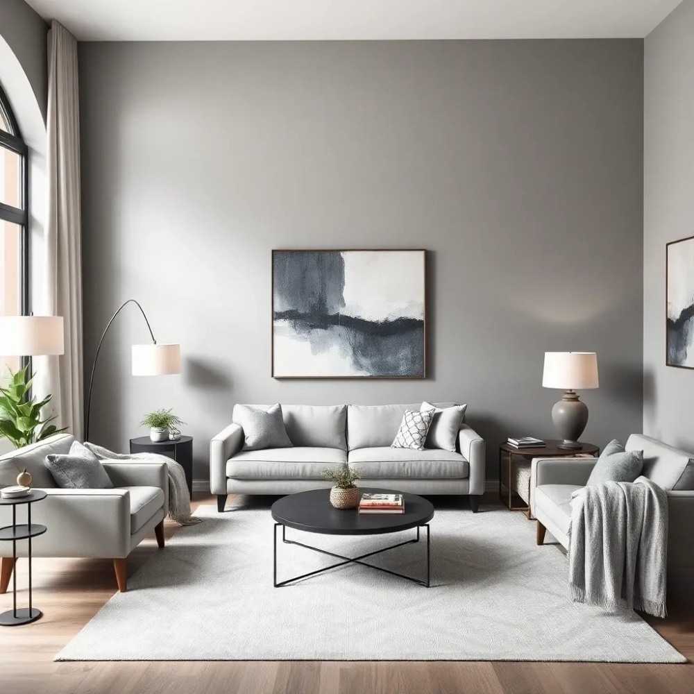 Szare ściany w salonie inspiracje