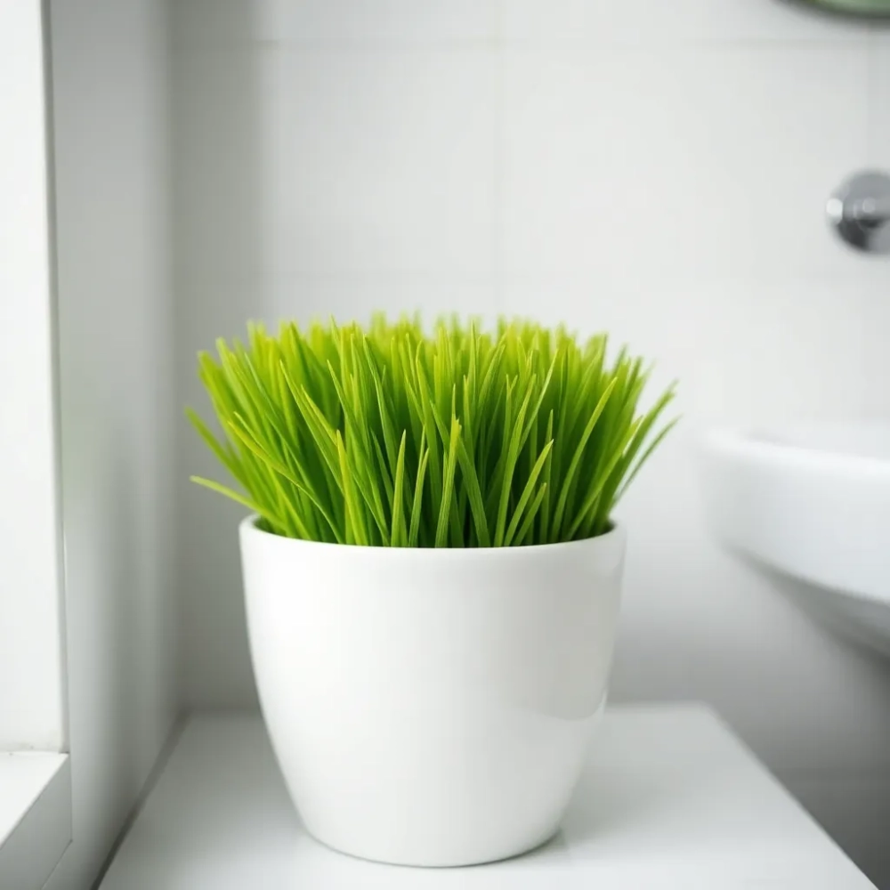 Sztuczna trawa w doniczce do łazienki