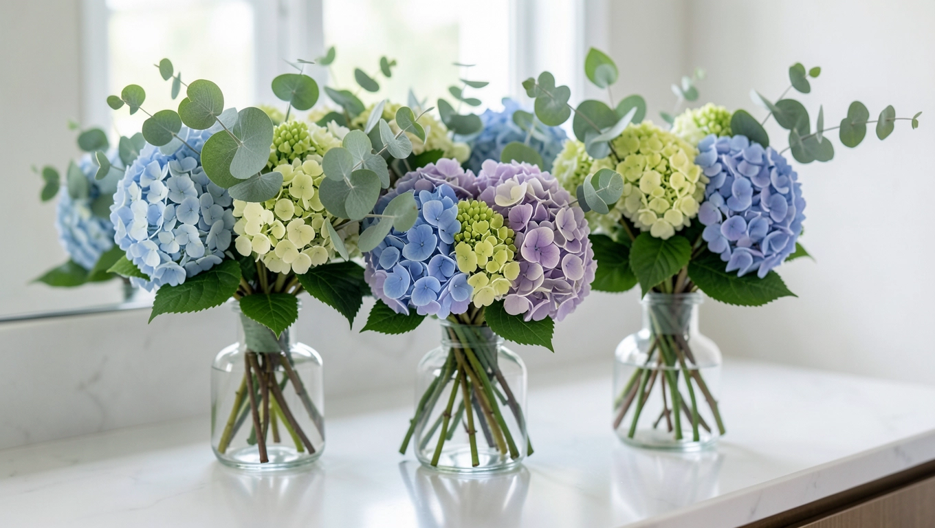 Sztuczne kwiaty na blat łazienki