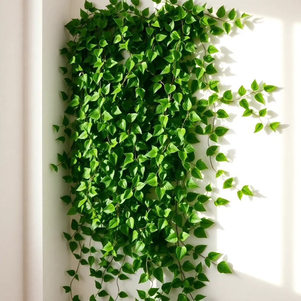 Sztuczny bluszcz na ścianie w pokoju