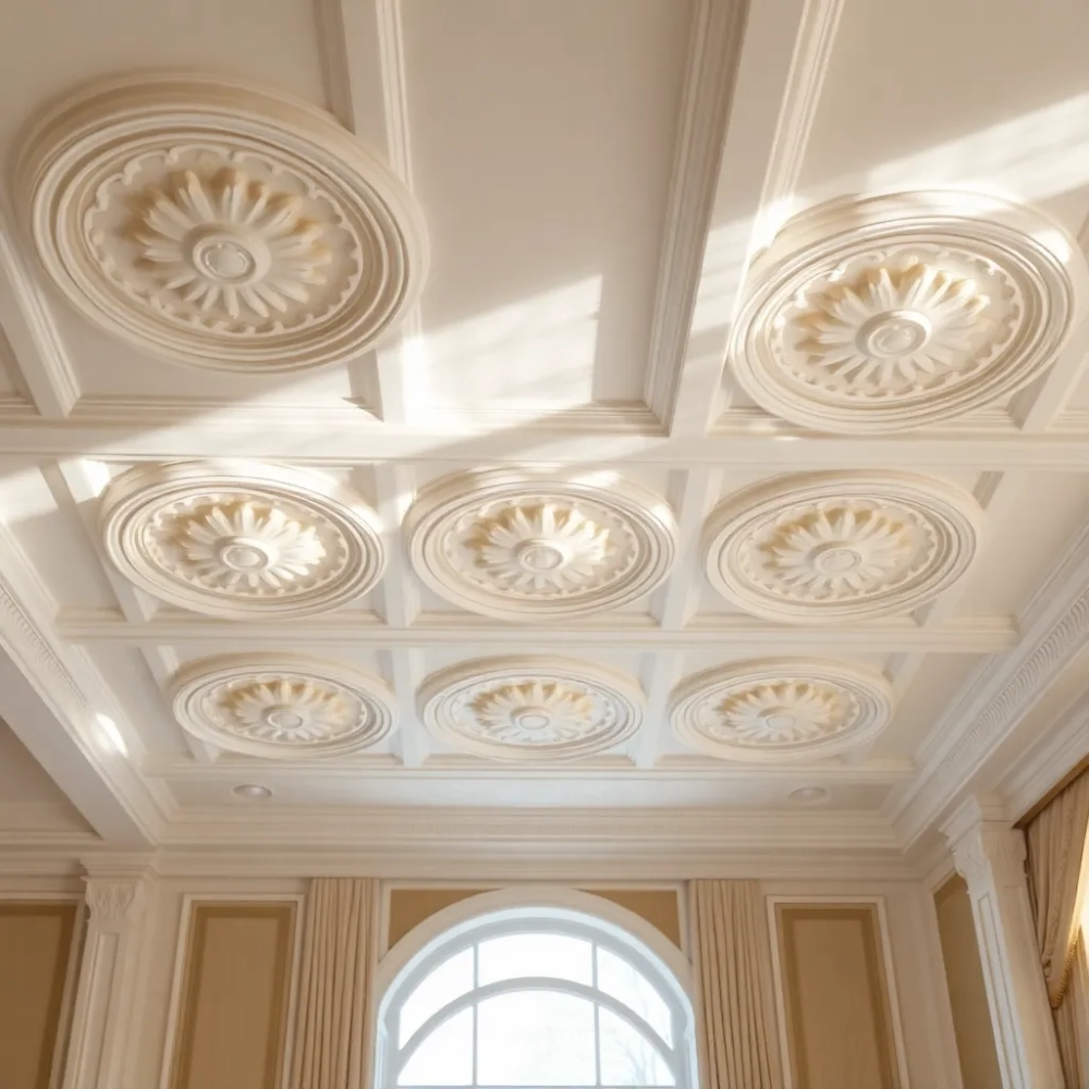 Sztukateria w salonie na suficie