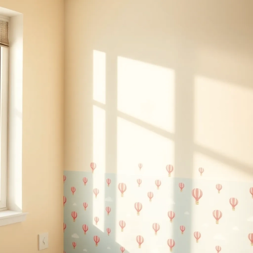 Tapeta do połowy ściany w pokoju dziecka