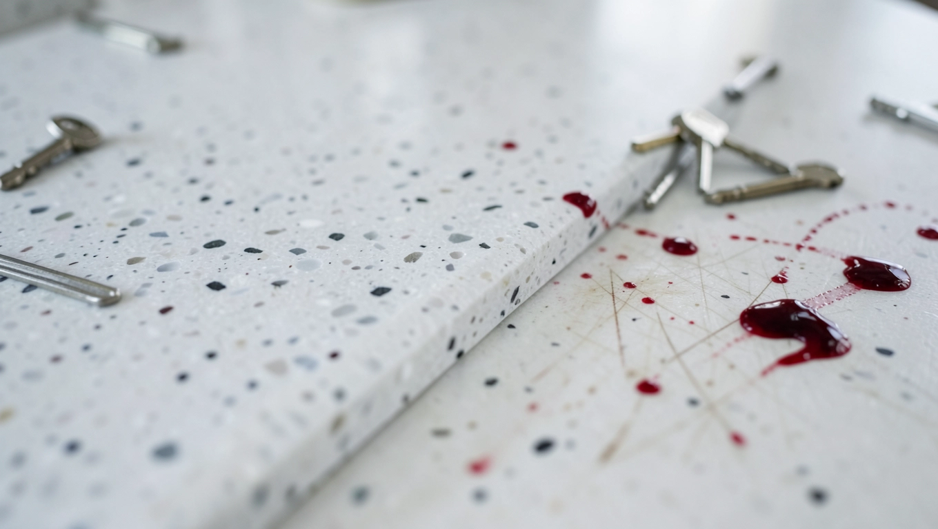 Trwałość blatów z konglomeratu na zarysowania i plamy