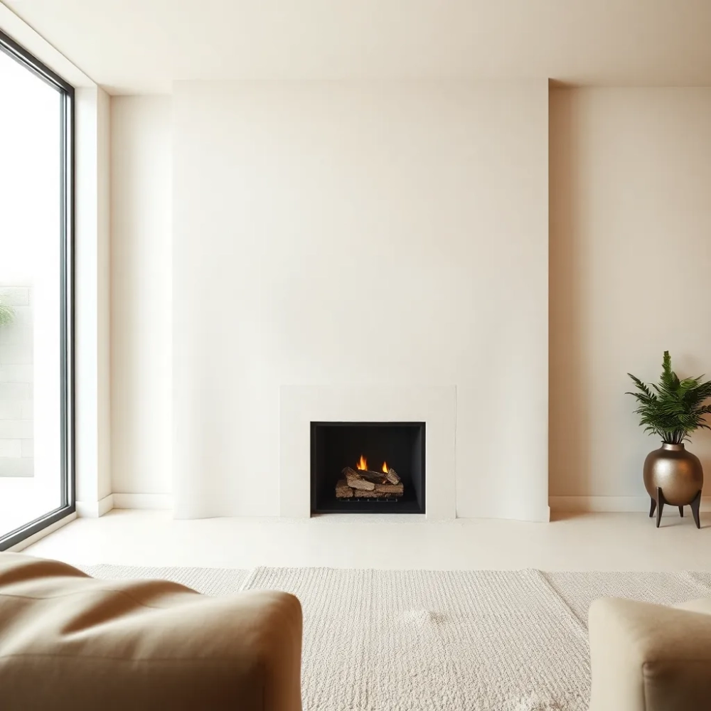 Tynk na kominek w salonie