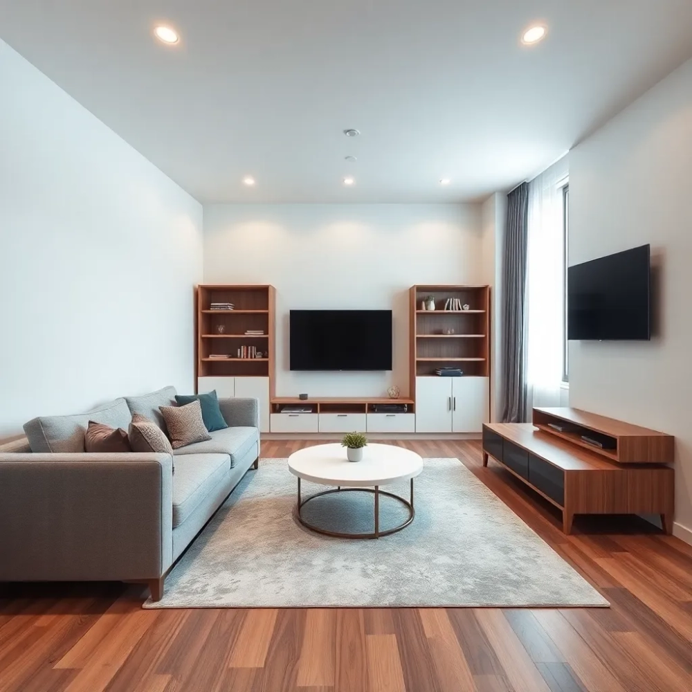 Ustawienie mebli w salonie w bloku