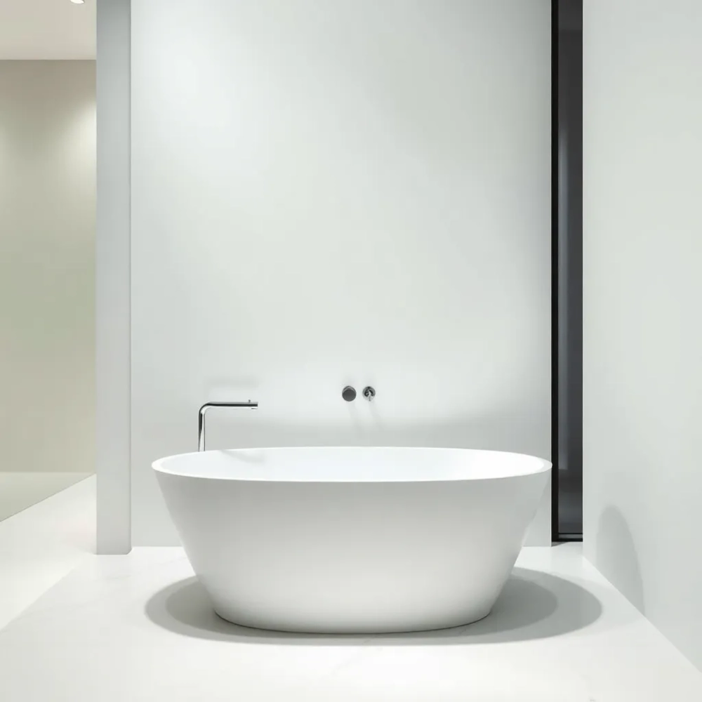 Wanna wolnostojąca z baterią w ścianie