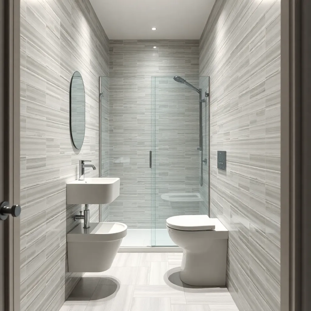 Wąska łazienka z prysznicem