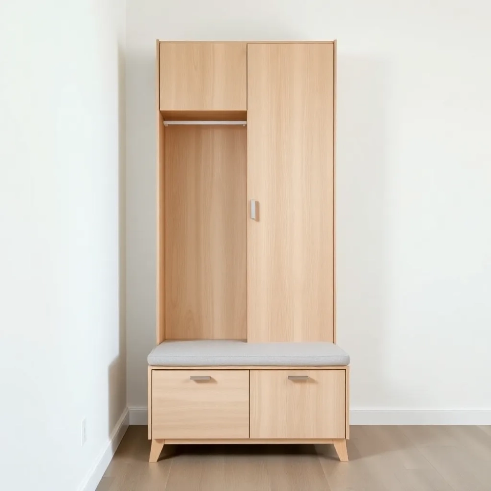 Wąska szafa do przedpokoju z siedziskiem