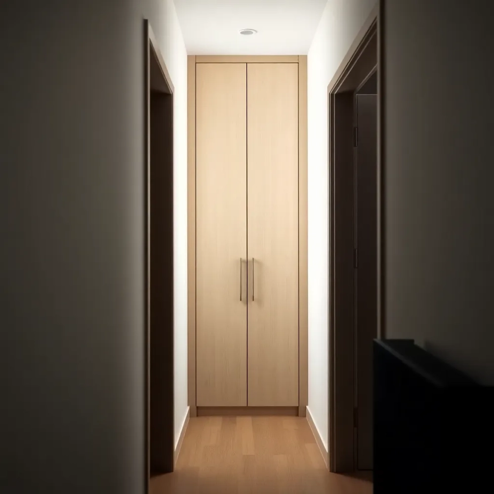 Wąski przedpokój z szafą