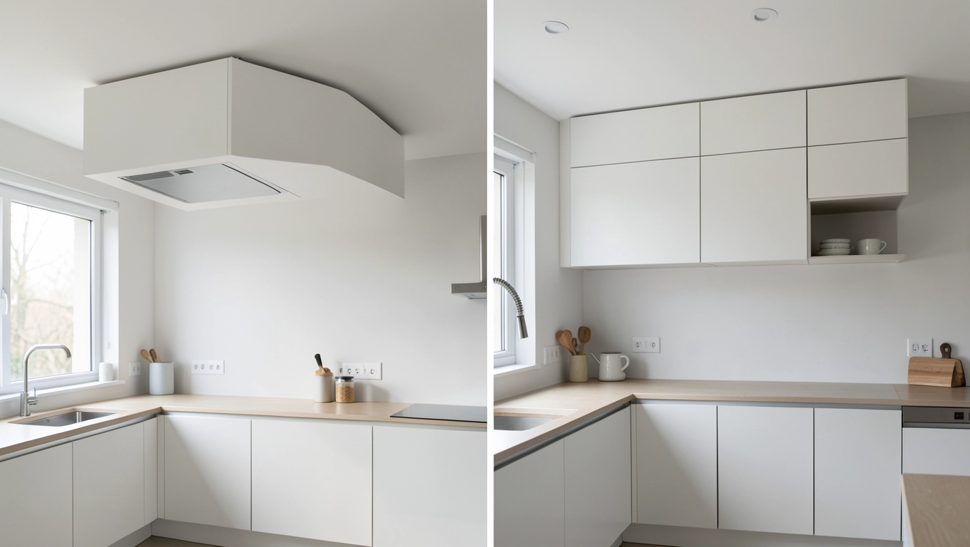 Wolnostojące szafki pod sufitem vs wnękowe