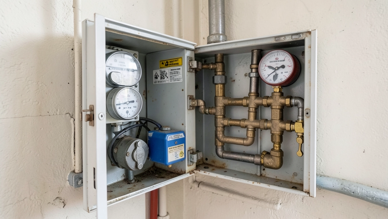 Wymagany dostęp do zaworów rur gazowych w bloku