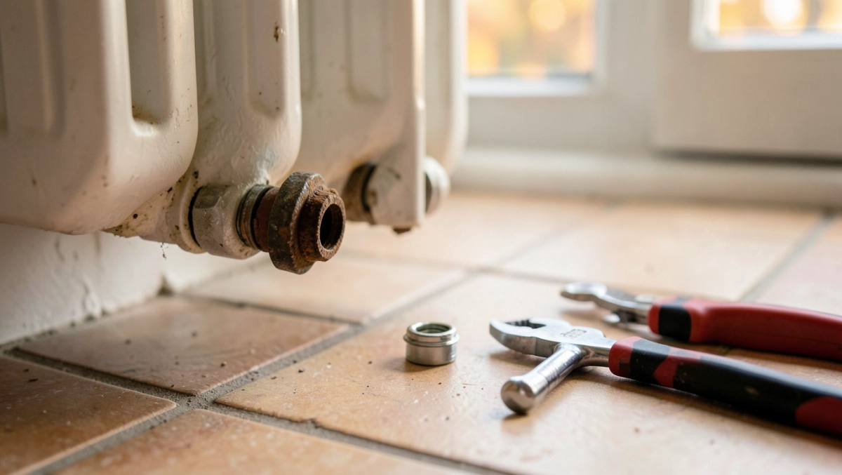 wymiana zaworu w grzejniku łazienkowym