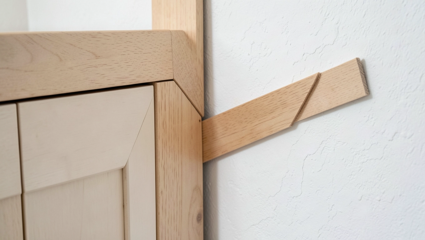 Wypełnienie szczeliny drewnem przy szafce krok po kroku