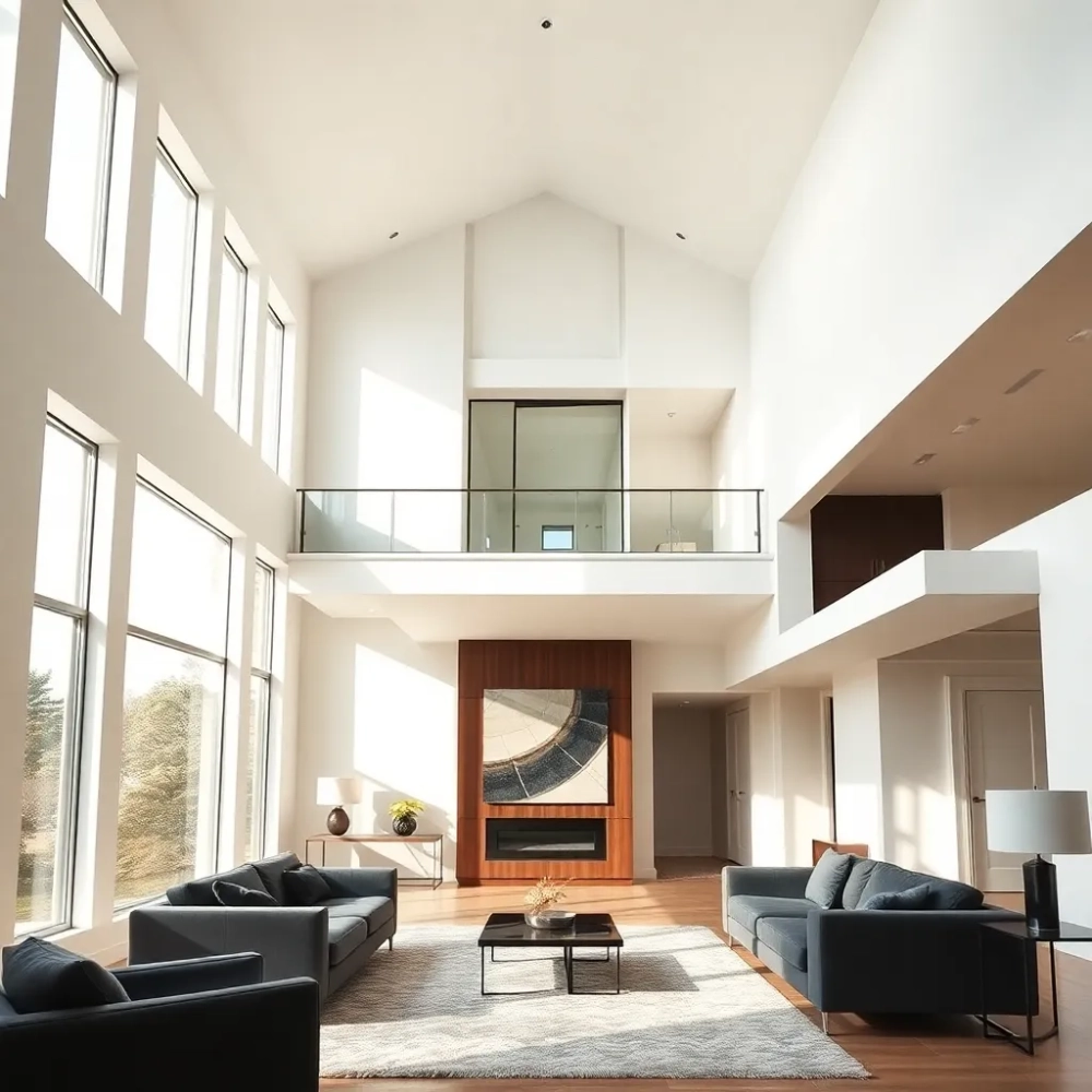 Wysoki salon z antresolą